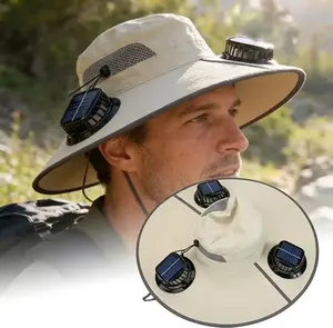 2026 New Three Solar Fan Outdoor Cooling Fan Hat — Sun Protection Hat with Solar Fan,Three-Power Rechargeable Fan,Outdoor Water-Resistant Fan hat,Ideal for Sporting Events,Unisex Design | Lightweight Comfortable Fit,  Ideal Men Women Summer Outdoor Gear
