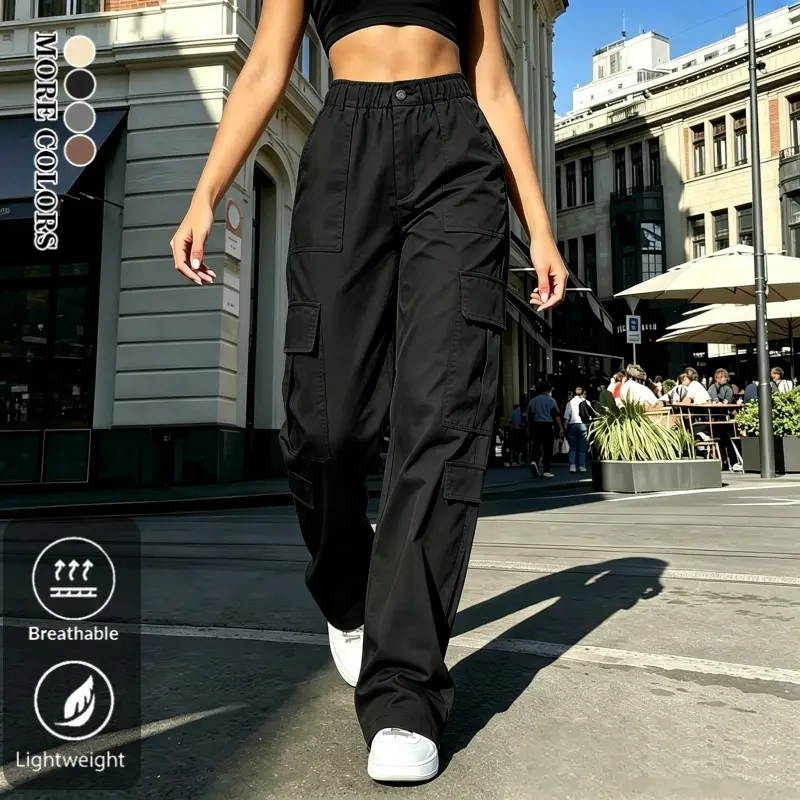 Women’s cargo pants, fashionable casual cargo pants with multiple pockets, women’s casual wear for going out and commuting