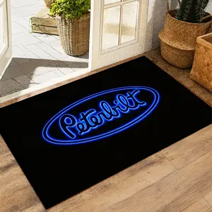 Blue Neon Peterbilt Doormat, Retro Truck Brand Design, Durable Entry Mat for Trucker Homes & Man Caves