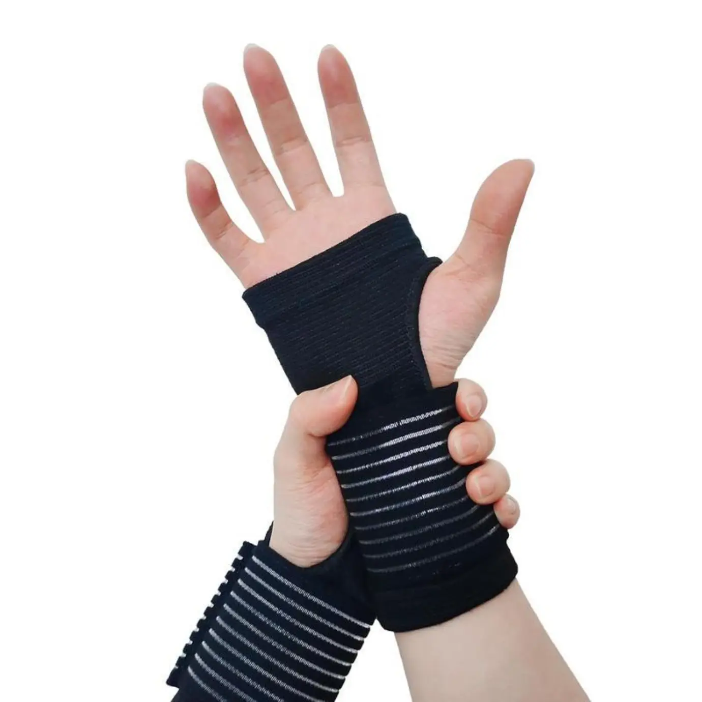 Anti-Sweat Elastic Sweat-Absorbing Sports Wristbands 2-Pack, Adjustable Compression Wrist Wraps - Medical Accessories for Carpal Tunnel, Arthritis Pain Relief, Fits Left & Right Hands, Black & Skin Tone, Anti-Sweat Sports Wristbands