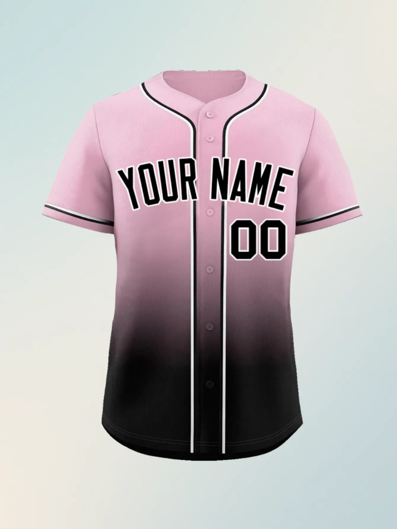 Mens Custom Baseball Jersey | Pink & Black Gradient | 5-Pack Team Uniform | Add Name & Number