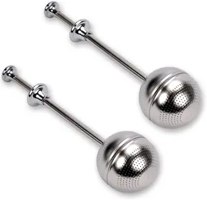 2 PCS Home Stainless Steel Telescoping Tea Infuser, Reusable Fine Mesh Tea Spacer Diffusion Filter for Cups and Teapots