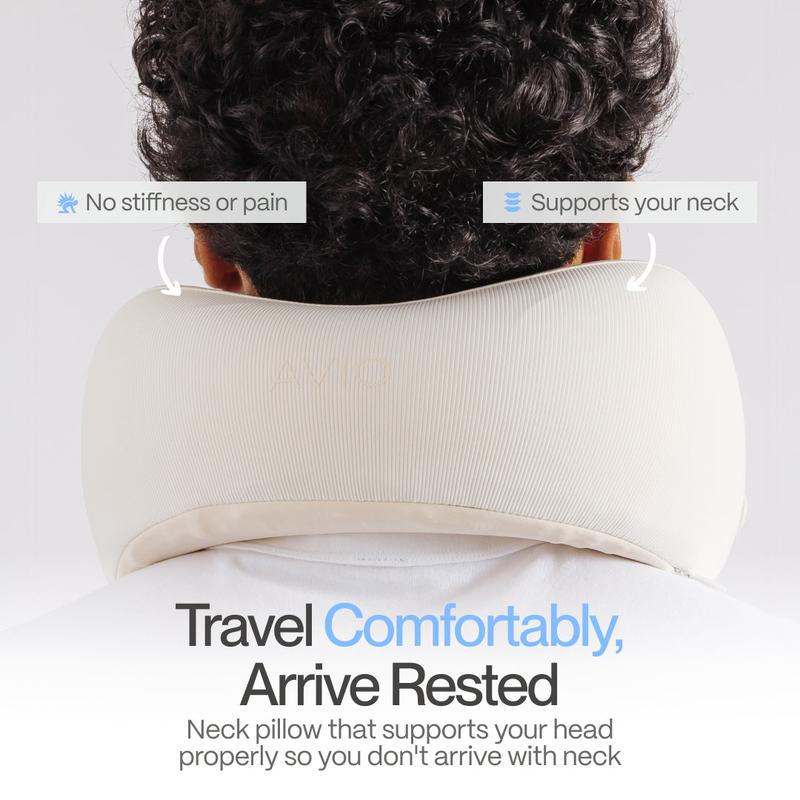 AVIO x Mellow Sleep Collab Cloud Travel Neck Pillow, 3-Zone Memory Foam Pillow for Neck Pain, Mellow Cloud Tech, Cooling Breathable Fabric, Carryon Friendly Compact Packable, Premium Silicone Storage Capsule, Airplane Travel Accessories, Spot Clean