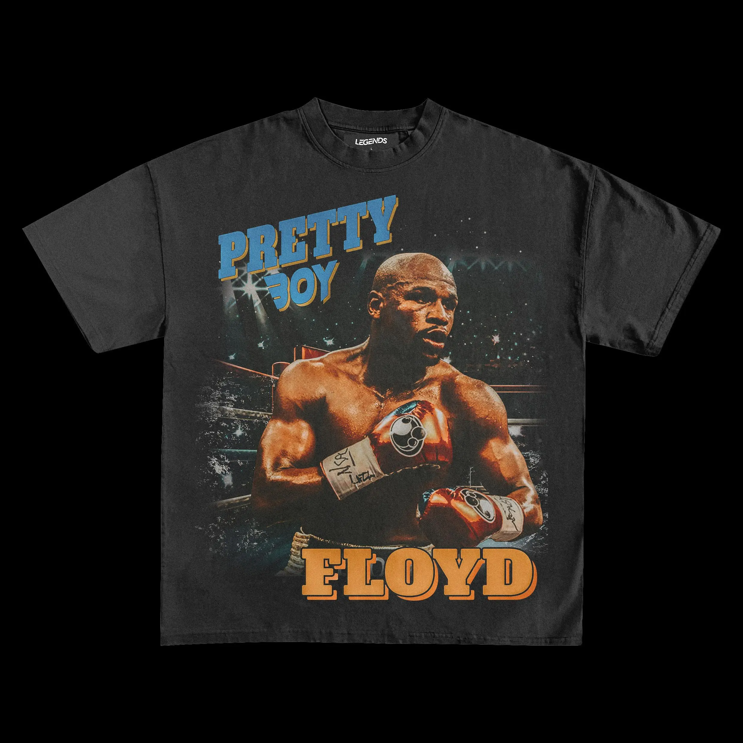 Women's Basic Round Neck Short Sleeve Cotton Fitted Floyd Mayweather Vintage Graphic T-Shirt - Boxing Legend Undefeated Champion Retro Fight Fan Gift, Casual Top