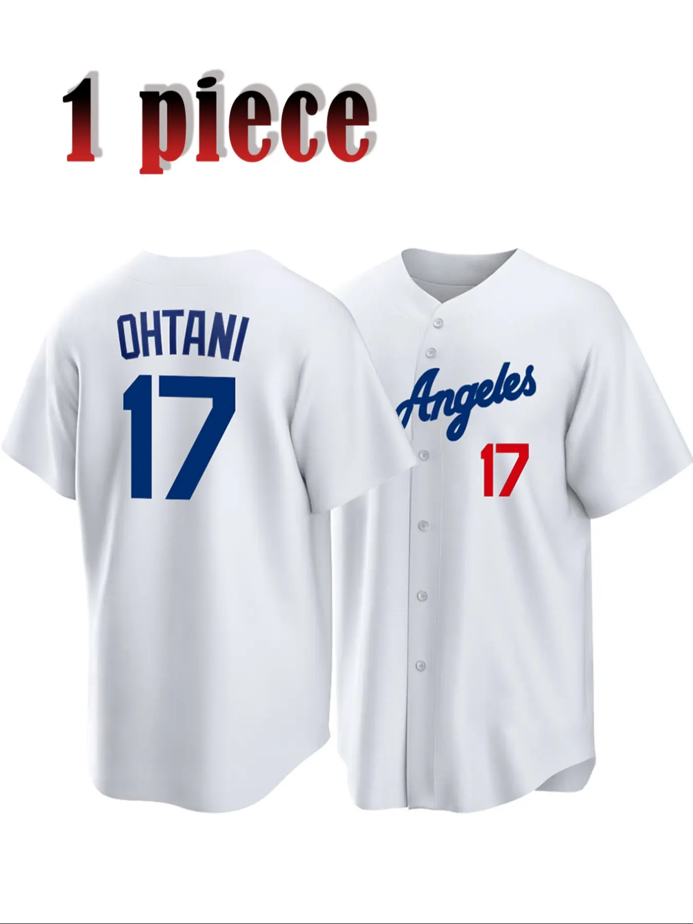 Men's 17 White Embroidery Button Front Baseball Jersey, Regular Fit Casual Short Sleeve V Neck Baseball Sport Top for Daily Wear, Men's Clothes for All Seasons, Jersey Tee, Sports Clothing, Apparel Jersey