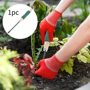 EcoGarden Manual Weeding Tool, Wooden Handle Metal Weed Puller, Handheld Gardening Root Remover, No Power Required, Weed Removal Rake, Diy Tool