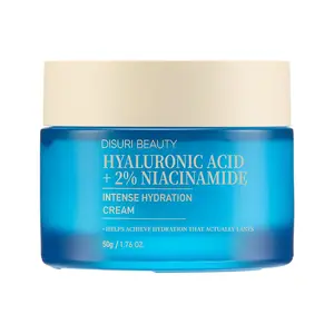 DISURI Hyaluronic Acid Intense Hydration Cream – Korean Moisturizer | Triple HA + 2% Niacinamide | Barrier-Boosting K-Beauty