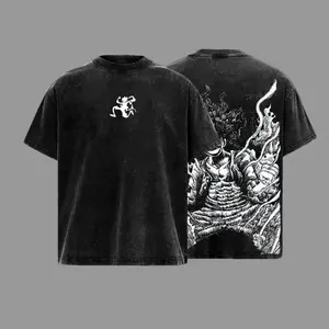 Lufi JoiBoy" Onee'Piece" RetroVintage Unisex Anime Manga Acid Washed Lightweight Cotton Tshirt, Gift For Anime Fan tees vintage shirts T-shirt Men's Graphic Round Neck Fabric Menswear Top Oversized Classic Prints