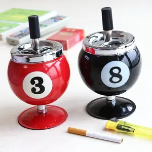 Creative Metal Ashtray with Lid, Anti-Scatter Billiard Table Decor, Office Desk Accessory, Trendy Smoking Holder for 2026