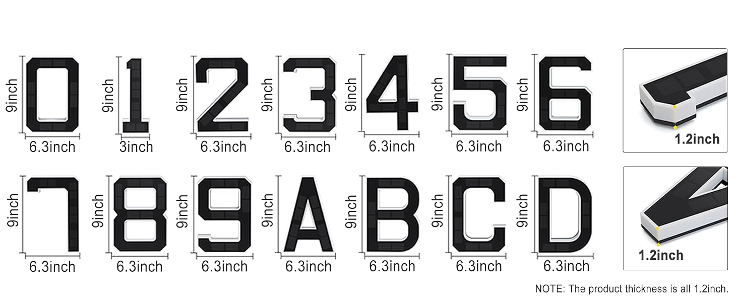 ISUNMEA 9 Inch Solar Lighted House Numbers for Outside, Light Up Waterproof LED Address Numbers Signs for Houses, Large Personalized Illuminated Exterior Modern House Numbers Light