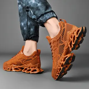 [Vibrant Sneakers] Lightweight Breathable Men's Knitted Sneakers|     Vibrant Orange Casual Shoes for Jogging, Tennis, Gym & Spring Summer - Secure Laceup Closure, Comfortable Fabric Upper, Durable Construction