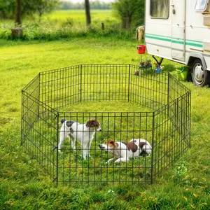 Pet Republic 24/30/36/42/48-inch Foldable Pet Dog Playpen 8 Panel Exercise Puppy Play Pen Metal Barrier Fence for Indoor Outdoor Yard RV Camping Enclosure