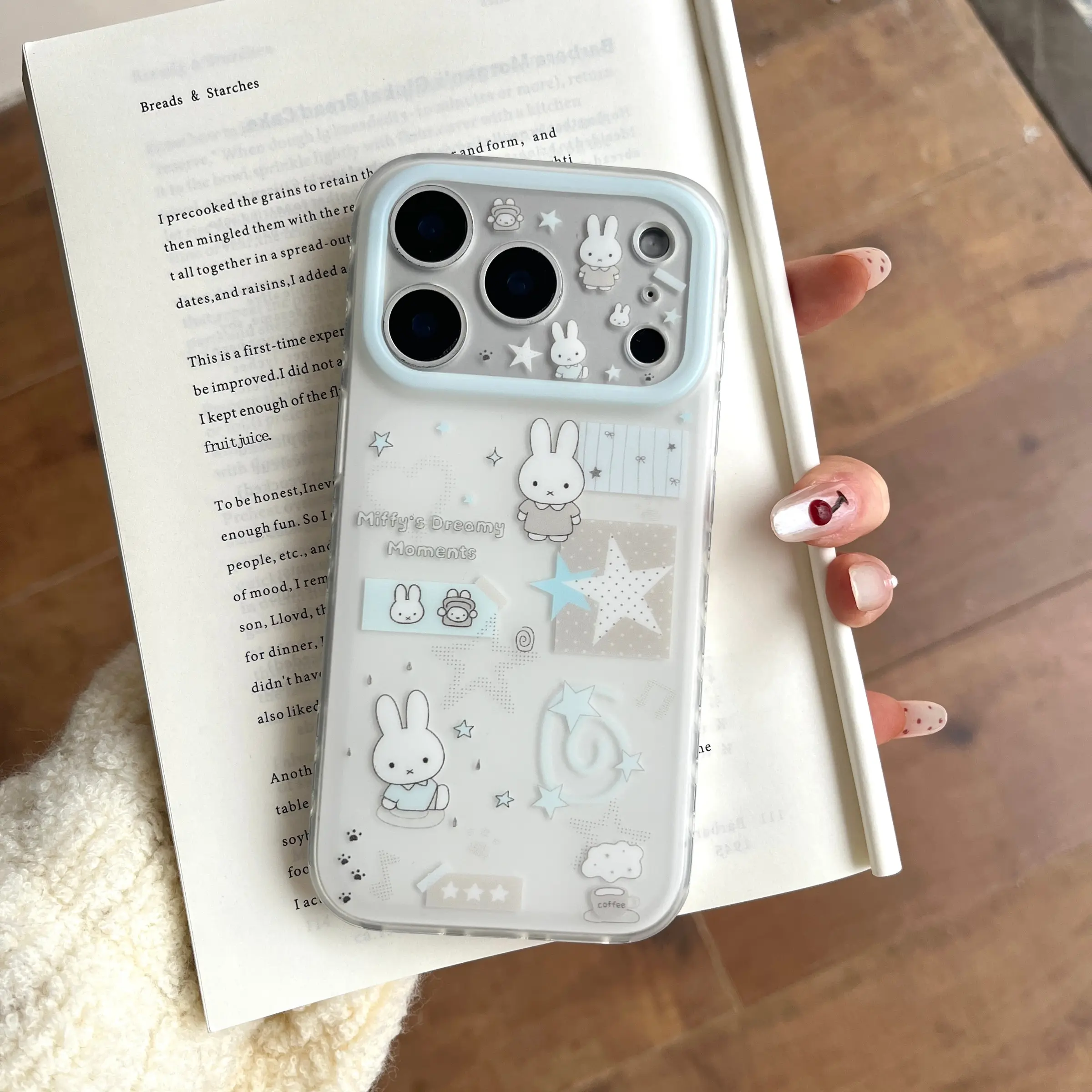 Cute Blue Star Raindrop Miffy Smartphone Case for iPhone 17 Pro Max, Fashionable Women's Protective Phone Case, Simple and Unique Design, Cover, Cellphone Casing Protection Accessories, Stylish Cellphone Accessory, Mobile Accessory