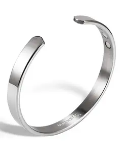 MagnetRX Men’s Magnetic Bracelet Cuff (Polished Silver)