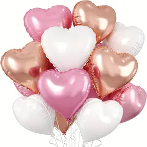 30PCS Rose Golden Pink White Heart Foil Balloons 10inch Rose Golden Pink White heart Mylar Shaped foil Love Balloon for Wedding Christmas Birthday Anniversary Party Decoration Party Birthday Valentines Mother's day Graduation party Decorations Balloon