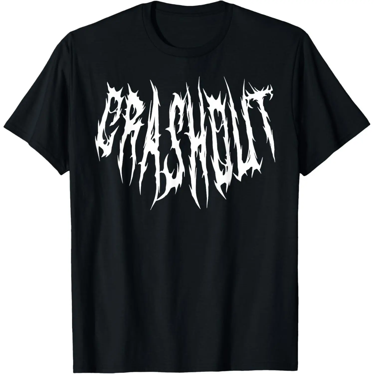 Women's Cotton "Crashout" Edgy Gothic Font Short-Sleeve T-Shirt - Breathable, Comfortable Everyday Alternative Streetwear Casual Top, Essential Piece