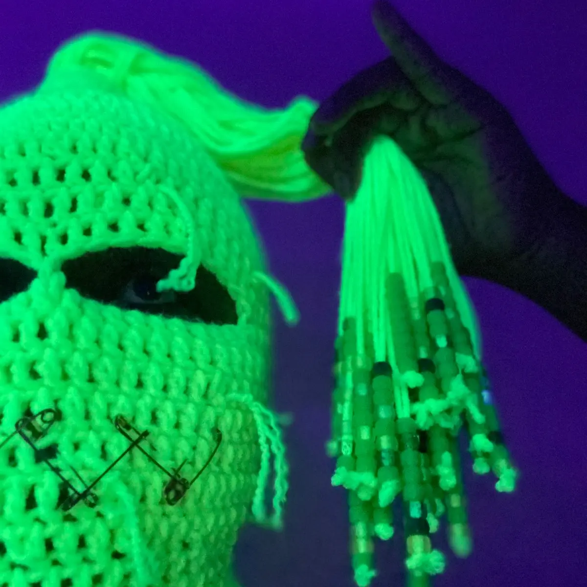 Beg For It high ponytail crochet balaclava