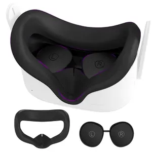 Silicone Cover for Oculus Quest 2 Face Pad with Lens Covers Protectors Washable VR Silicone Covers for Meta Quest 2 VR Accessories
