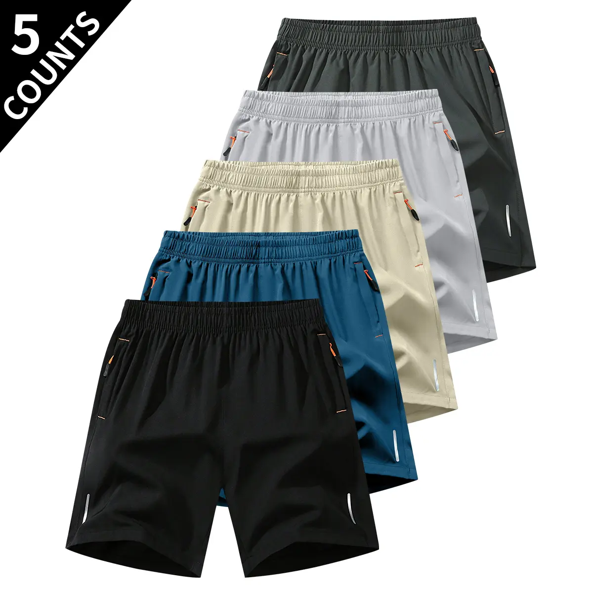 Men's 5-Pack Solid Color Casual Athletic Shorts - Solid Seamless, Elastic Waist, Quick Dry, Breathable Men's Shorts for Basketball, Outdoor Activities, Athletic Chic Vacation Outfits