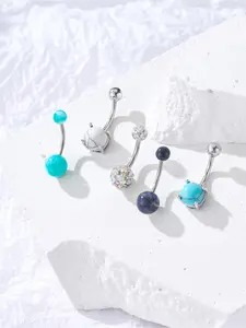 Fashion Round Rhinestone Decor Belly Button Ring, Navel Ring, Women Belly Piercing Body Jewelry, Body Jewelry for Party, Daily Clothing Decor, Trendy All-match & Exquisite Jewelry for Birthday Gift
