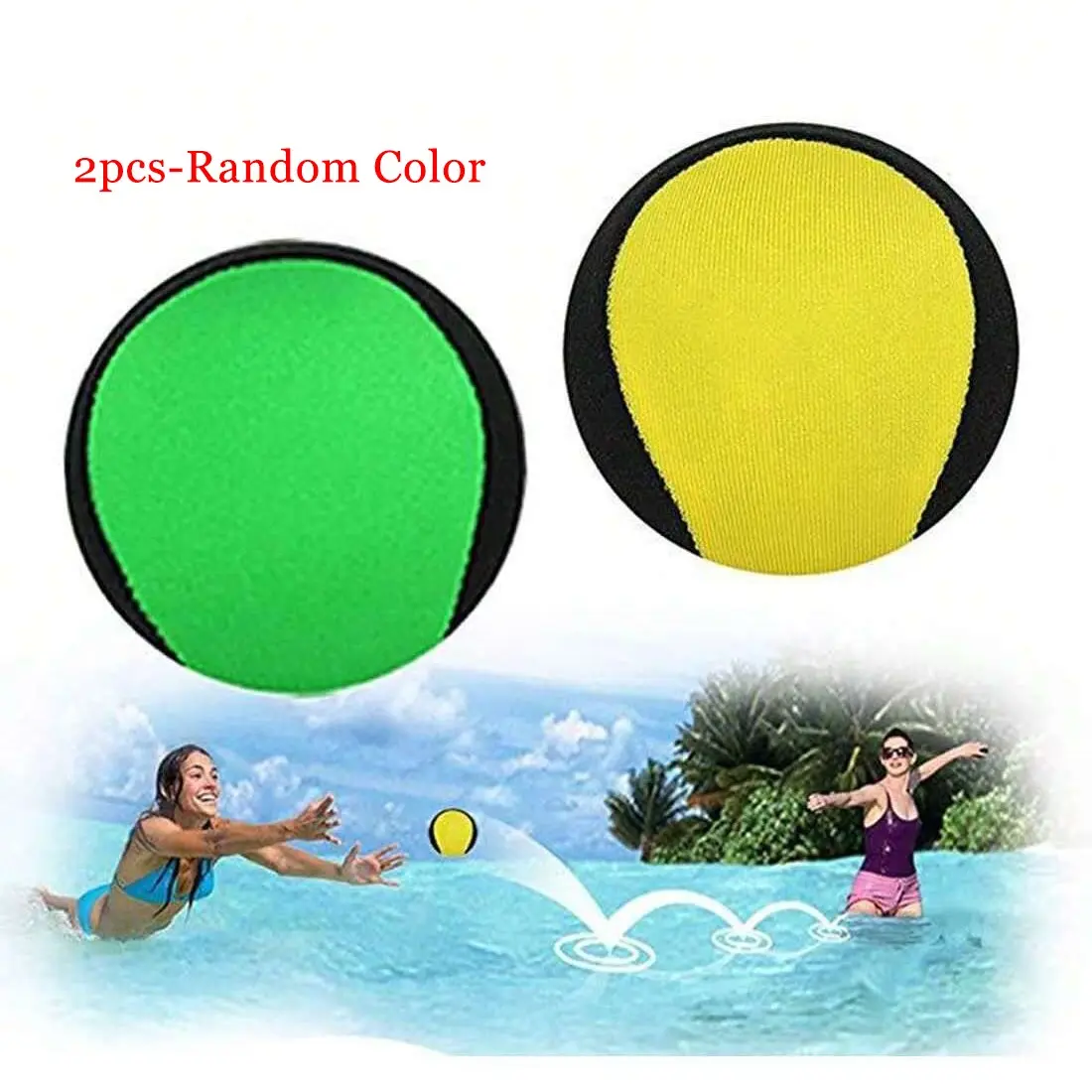 2 Counts Water Bouncing Balls, Tpr Fabric Stretch Balls, Soft Ball Design for Beach Fun, Outdoor Swimming Pool Toys and Fitness Games