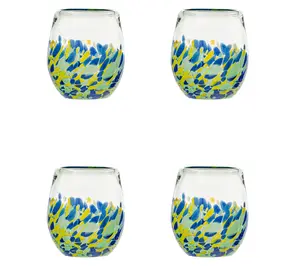 10 Strawberry Street S/4 Mazatlan Mexican Glass Stemless Wine