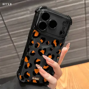 [Full-Upgraded Lens Protection] Shockproof & Hardened Orange And Black Leopard Print On WhiteFlight Route Compatible With IPhone 17/Air/16/15/Pro/12/XS Plus Max, Four-Corner Electroplated Airbag Phone Case Features A Fashionable Design.