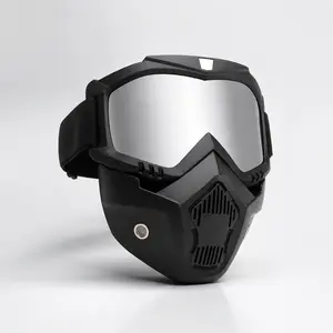 Full-Face Protective Goggles, Anti-Fog High Definition Lens, Detachable Adjustable Ski Mask with Sponge Pad, Plastic Goggles for Yard Work