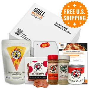 Pitmaster's Grilled Pizza Kit – Outdoor Pizza Bundle w/ Dough, Sauce, Pepperoni & Seasonings by Urban Slicer Pizza Worx