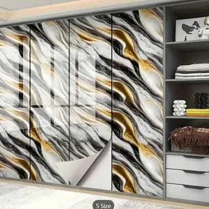 1 roll of marble black Golden peel and stick contact paper, background wall sticker wallpaper, waterproof, for kitchen countertop renovation, bathroom wall stickers, living room wall update, aesthetic wallpaper