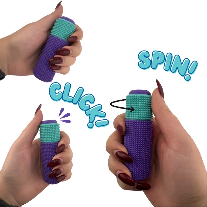 Little Ouchies Spikie Spin Click Build-Your-Own Keychain - Customizable Sensory Product, Anxiety/ADHD Fidgets, Fidget Clicker Stress Relief Toy with Spin, Squeeze Features, Vibrant Colors, Fidget Toys