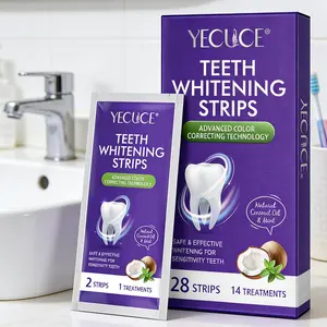 Yecuce Teeth Stickers 14pcs, Tooth Brightening Strips, Contains Hydroxyapatite, Removes Stains, Whitening Effect, 14 Times Dental Care Kit, No Peroxide