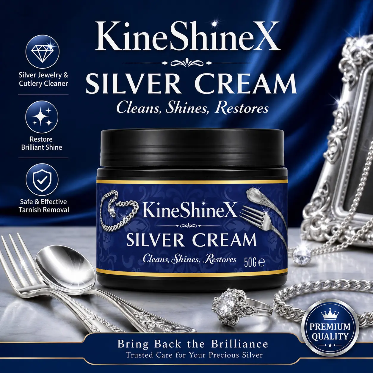 Silver Polish Cream - Restores Shine to Jewelry, Silverware & Cutlery