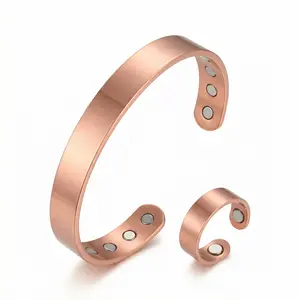 Women's Pure Copper Magnetic Bracelet and Ring Set with Adjustable Fit for Everyday Wear Therapeutic Magnets for Pain Relief