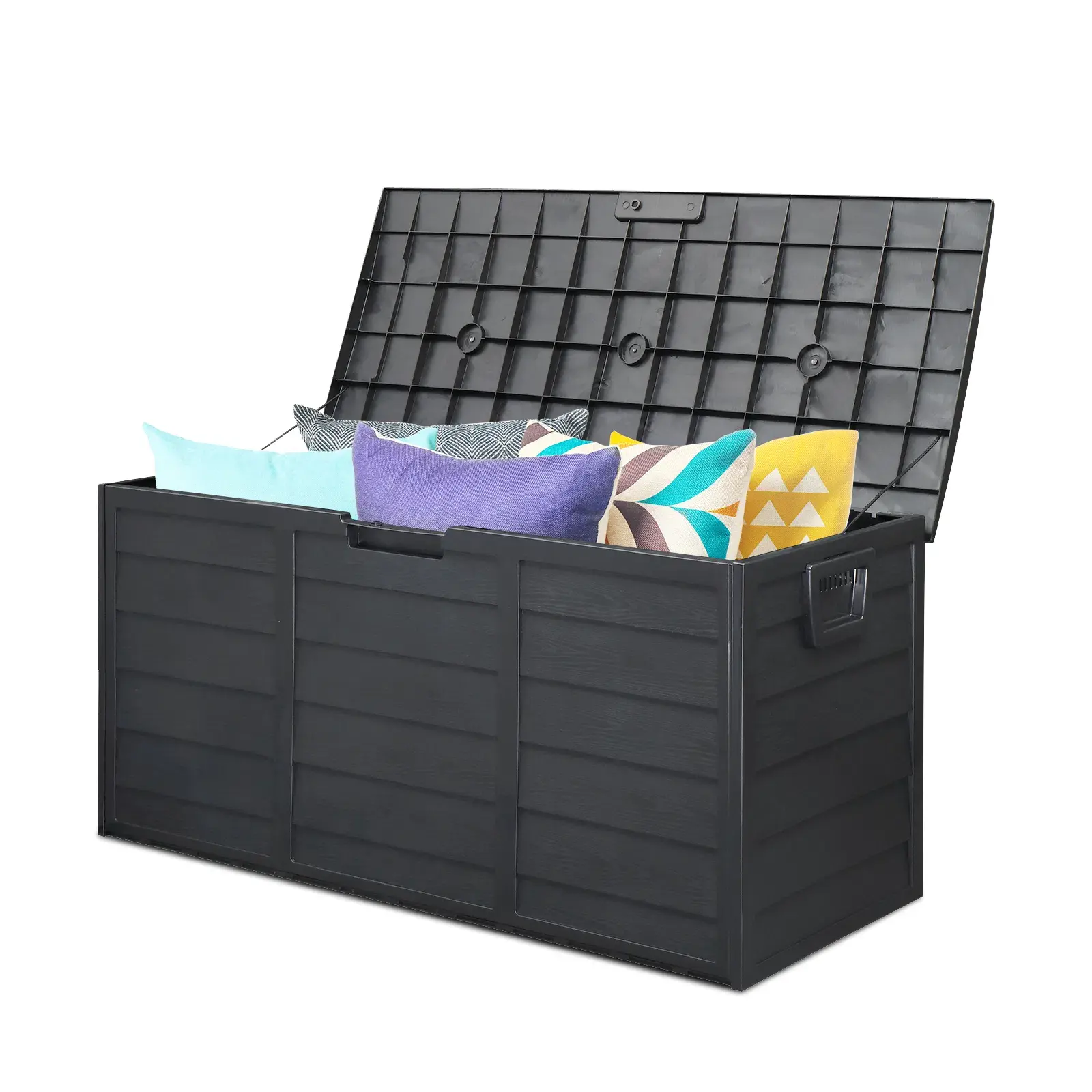 75gal (280L) Lockable Outdoor Garden Plastic Storage Deck Box with Wheels & Multi-Functional Seat, Home Patio Organiser for Tools, Cushions, Toys