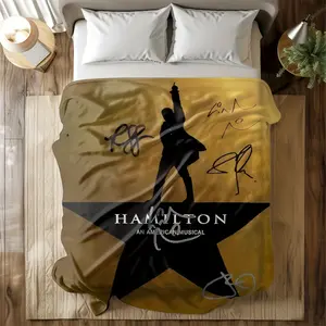 Hamilton Musical Themed Blanket with Alexander & Iconic Song Lyrics - Signature Logo Print, All-Season Soft Flannel Bedspread for Home, Travel, Camping - Perfect Gift for Fans, Birthdays, Weddings