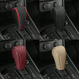 Car Shift Handle Cover PU Leather Non-Slip Wear-Resistant Shift Knob Decoration Protective Cover Universal Car Interior Accessories