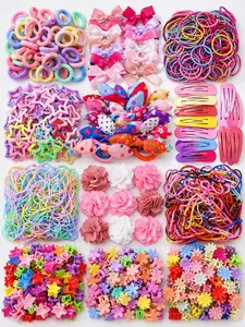 870-Piece Girls Hair Accessory Set, Bows Flowers Stars Hair Clips Ties Barrettes, Cute Princess Style for Daily Wear Gifts Hair Decor