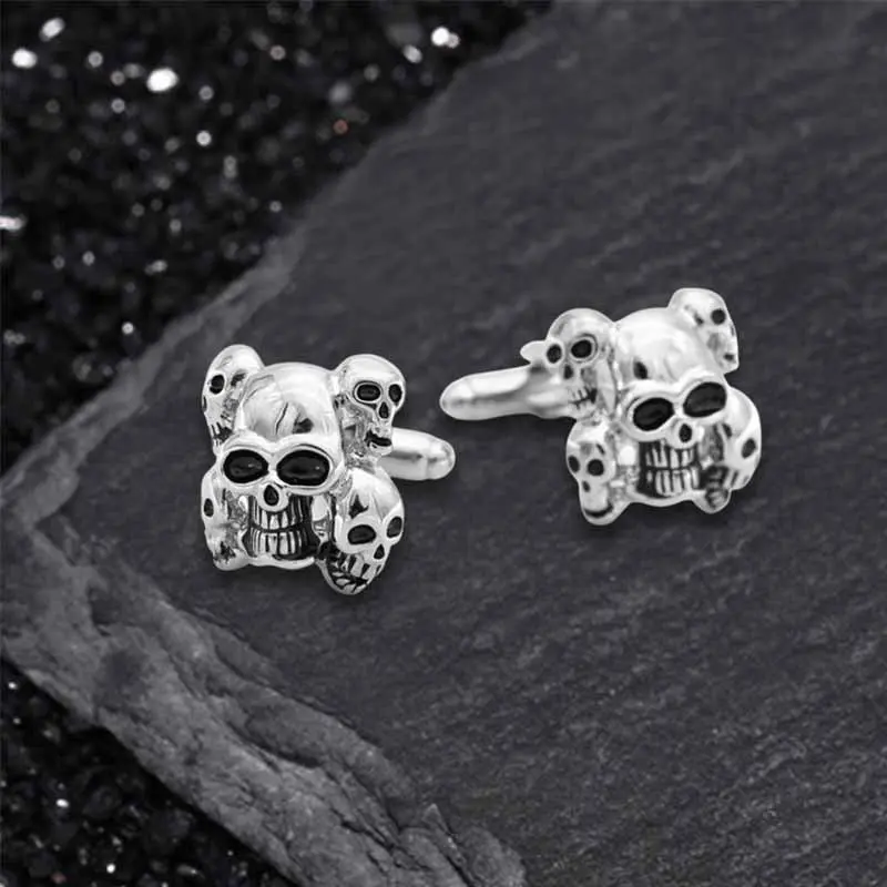 GTHIC Horrible Five-Headed Skull Copper Cufflinks Dark Aesthetic Accessories for Formal Parties