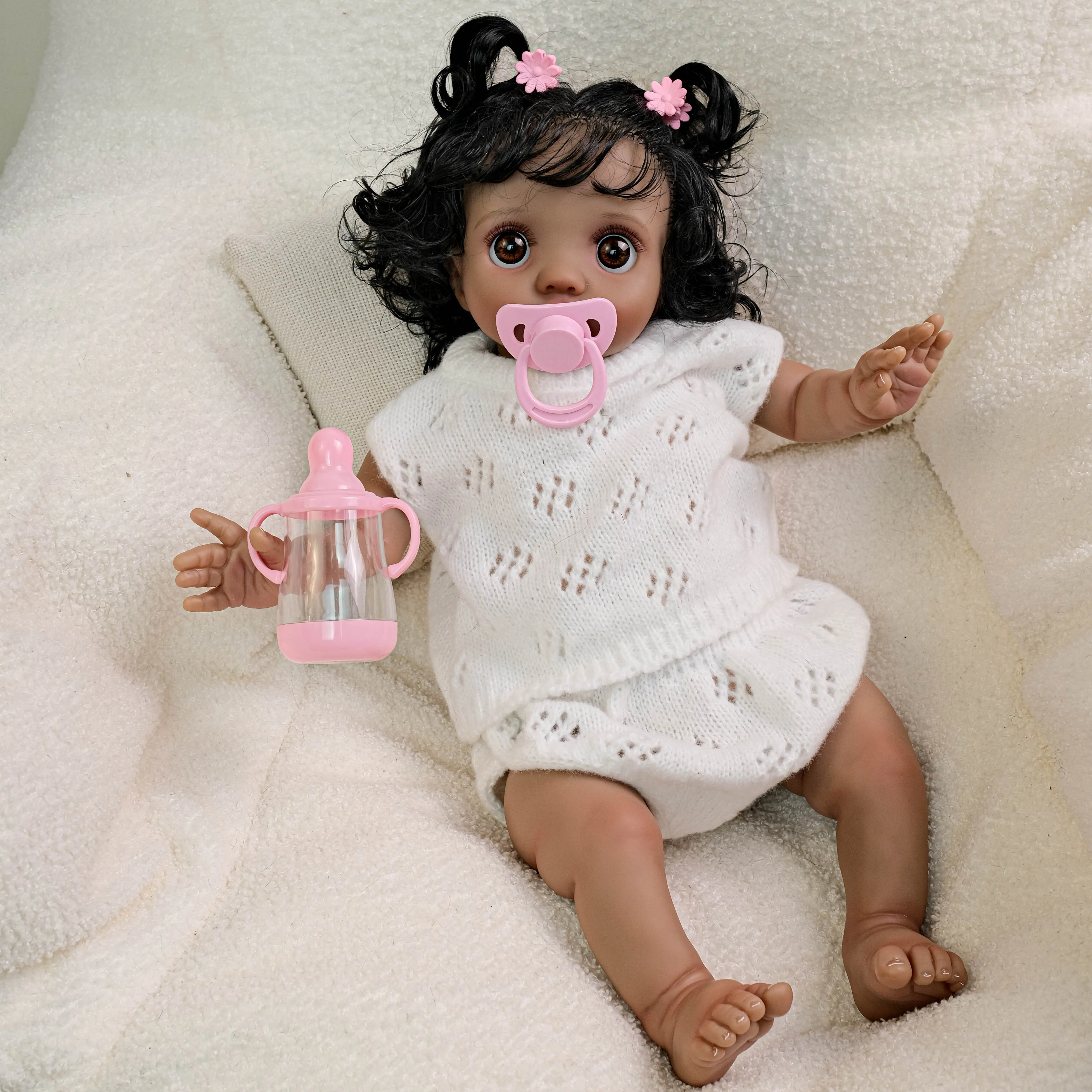 Peeka Cute Cloth Body Reborn Baby Dolls 16 Inch 40cm Lifelike Real Life Baby Dolls Newborn Vinyl Baby Dolls Girl with Soft Cloth Body Accessories for 3+ Years Old Kids Gifts christmas year birthday present toys collector