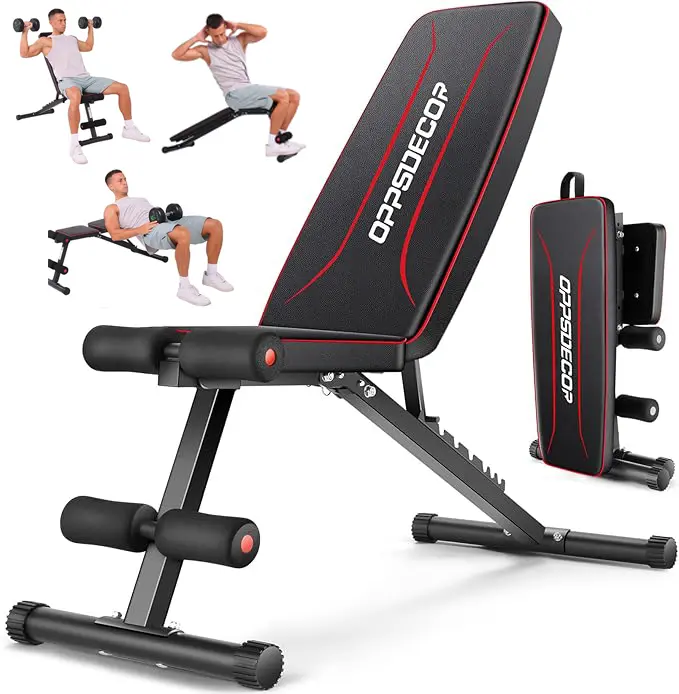 OPPSDECOR Adjustable Weight Bench for Home Gym, 660LBS Capacity Workout Bench with 8 Backrests for Chest Shoulders Arms, Compact and Foldable Strength Bench for Small Space Apartment Room,SummerWins