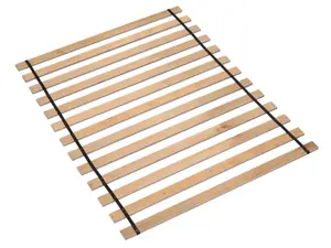 Wooden Mattress Support Bunkie Board Roll Slat with Nylon Cord, King, Beige