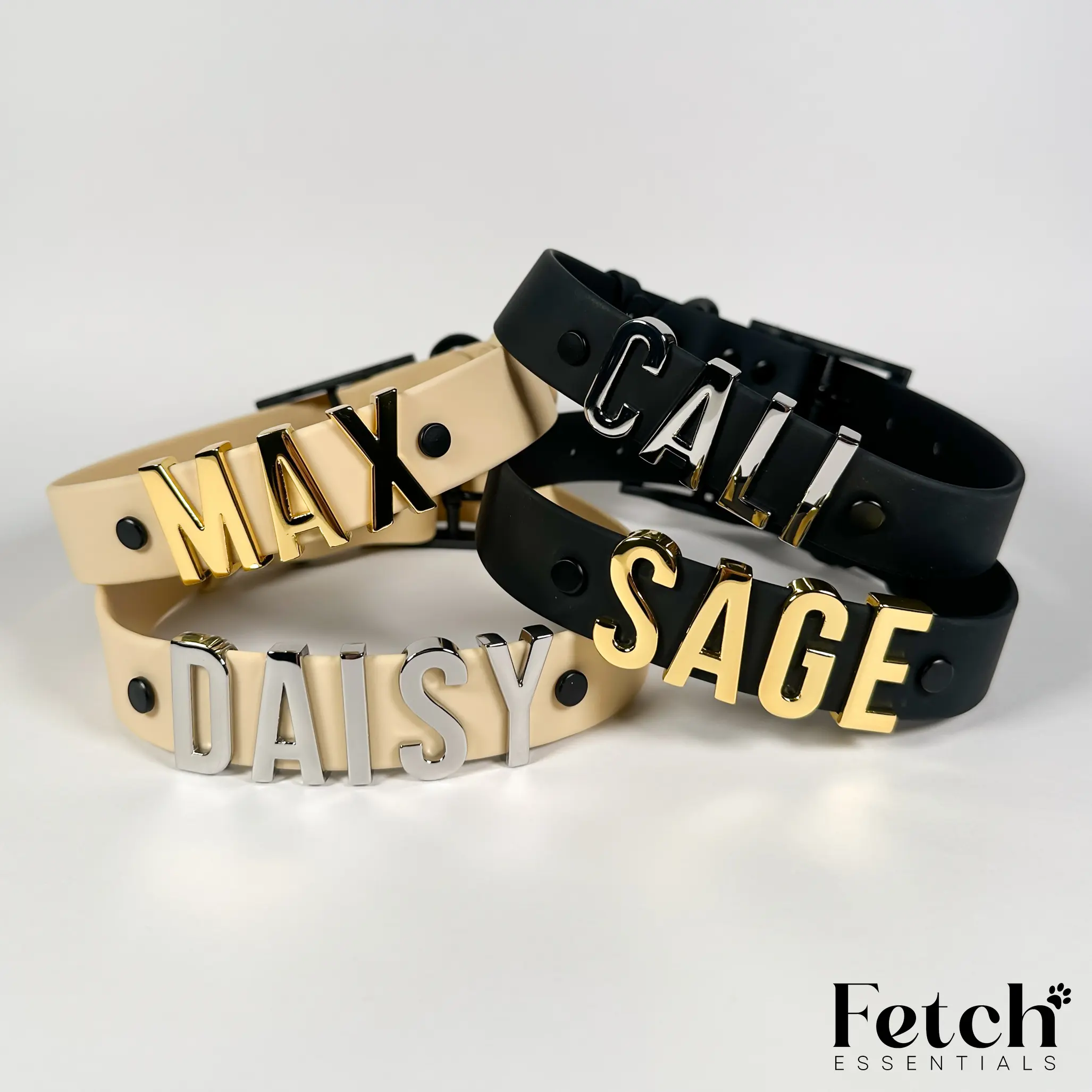 Custom Name Dog Collar - PVC Coated Nylon Webbing - Personalized Pet Name Tag - Adjustable Fit Design for Comfortable Wear - Gold & Silver Jewelry For Pets - Dog & Cat Accessory