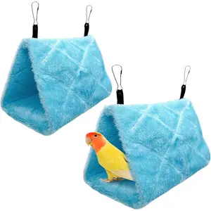 2Pcs Bird Tent Plush Hammock Warm Hut Hanging Nest for Cage 9.4''X5.9''X7.0'' Large Snuggle Sleeping Bed Parrot Hideaway Cave for Eclectus Parakeet Cockatiels Cockatoo Lovebird
