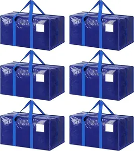 Heavy Duty Moving Bags, Large Storage Totes, Strong Zipper, Comfortable Handles, for Clothes, College Supplies and Home Organization