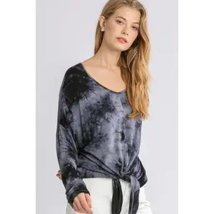 Umgee Full Size Tie Dye Lightweight Long Sleeve Top Plus Size