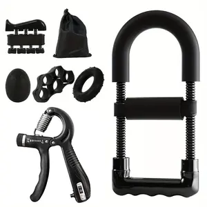 7-Piece Power Training Set - Adjustable Forearm Trainer & Digital Grip Strengthener, Muscle Builder for Hand and Wrist Strength, Ideal for Home Gym Workouts and Rock Climbing Grip Training., Strength Training Equipment
