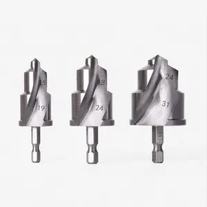 3pcs Heavy Duty Pipe Reaming Step Drill Bit Set 1/4" Hex Shank Titanium Coated Water Pipe Lifting Drill Bits Reaming Repair Tool Conduit Reamer Step Bits PVC Pipe Expander (20/25/32mm)