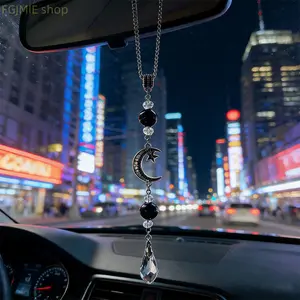 Rearview Mirror Hanging Decoration for Cars, Crystal Obsidian Bead Car Interior Decoration, Bohemian Rearview Mirror Hanger, Universal Car Accessories