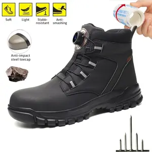 Winter Men's Steel Toe Work Boots, Waterproof & Breathable, Non-slip Safety Shoes for Construction, Closed Toe, Kevlar Reinforced, Outdoor Footwear for Boy